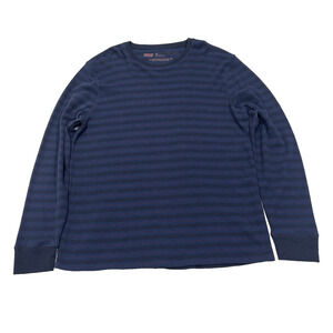 Levis Waffle Knit Thermal T Shirt Size XXL Blue Striped Base Layer Grunge Skater